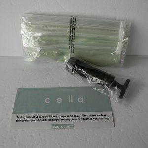NEW c e ll a  CELLA 8-pc Reusable Vacuum Seal Antimicrobial Storage Bags GREEN